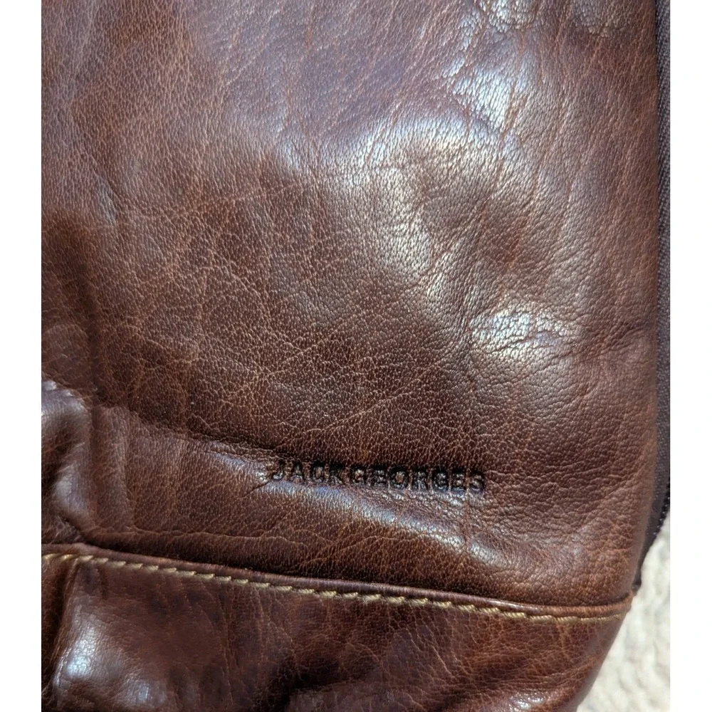 Jack Georges Voyager Convertible Backpack Crossbody Bag Brown Leather 12